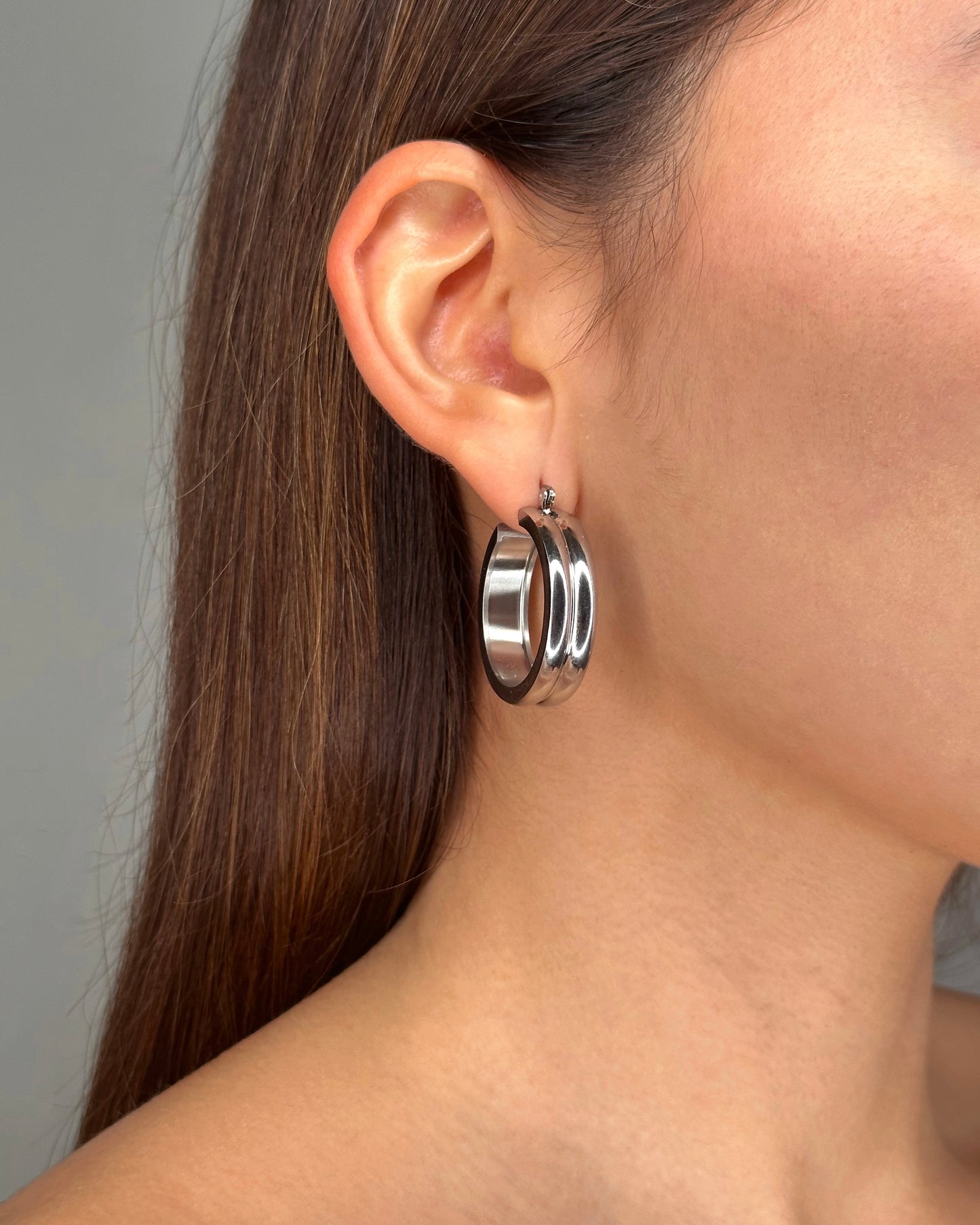 Silver Chunky Hoops