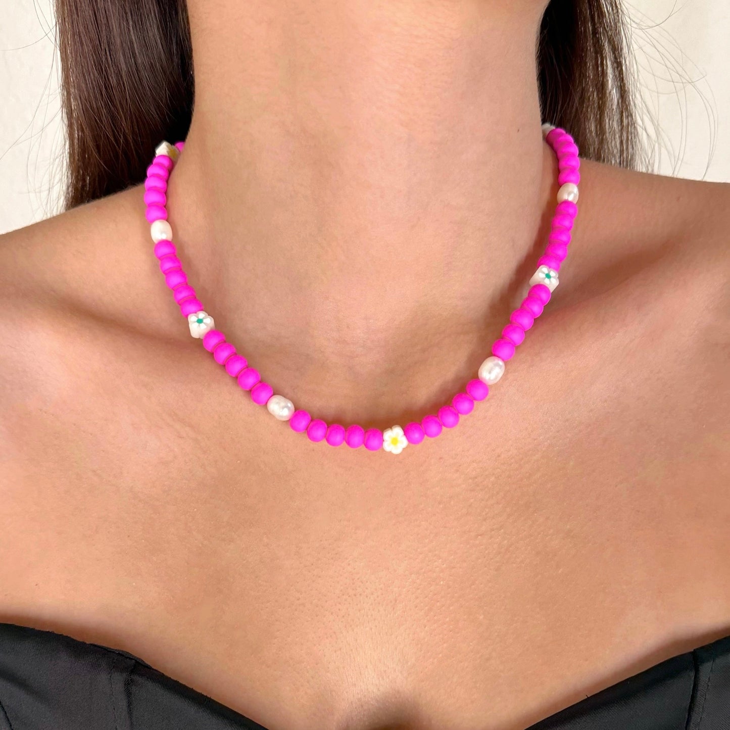 Pink flowers Necklace