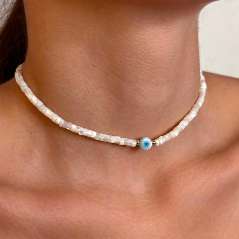 Nacre Evil Eye Choker